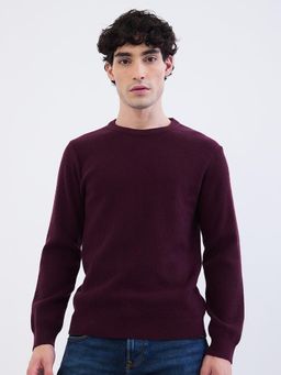 Spykar - Plum Red Slim Fit Casual Sweatshirt for Men