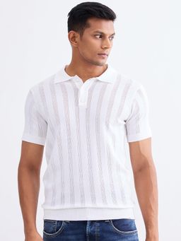 Spykar - White Slim Fit Casual Polo T-Shirt for Men