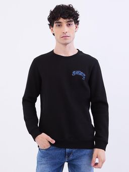 Spykar - Black Comfort Fit Casual Sweatshirts for Men