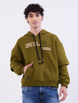 Spykar - Avocado Green Regular Fit Casual Hoodie