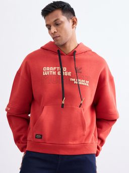 Spykar - Brick Red Regular Fit Casual Hoodie