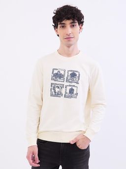 Spykar - Off White Slim Fit Casual Sweatshirts for Men
