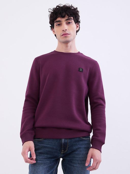 Spykar Maroon Slim Fit Casual Sweatshirts for Men