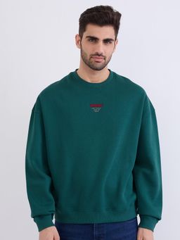 Spykar - Botanical Green Oversize Fit Casual Sweatshirts for Men