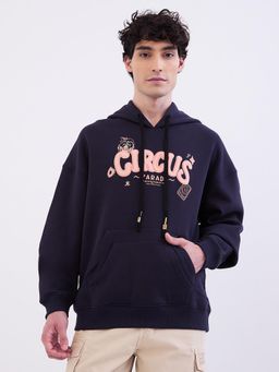 Spykar - Navy Blue Oversize Fit Casual Hoodie