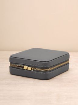 Pure Home + Living - Grey Square Faux Leather Travel Jewellery Box