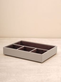 Pure Home + Living - Beige 4 Compartment Faux Leather Organiser