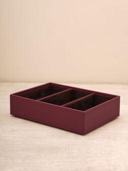 Pure Home + Living - Maroon 3 Compartment Faux Leather Organiser