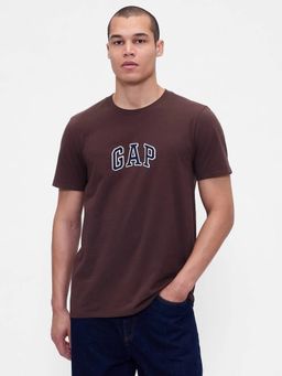 GAP - Men Brown Cotton Crew Neck Typography Half Sleeves T-Shirt