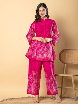 Readiprint - Curved Style Cotton Blend Fabric Pink Co-Ord (Set of 2)