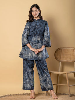 Readiprint - Curved Style Cotton Blend Fabric Grey Co-Ord (Set of 2)