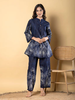 Readiprint - Curved Style Cotton Blend Fabric Blue Co-Ord (Set of 2)