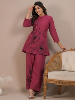 Readiprint - Curved Style Cotton Flex Fabric Pink Co-Ord (Set of 2)