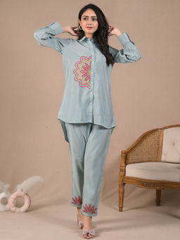 Readiprint - Curved Style Roman Silk Fabric Grey Co-Ord (Set of 2)