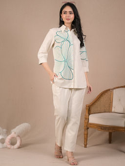 Readiprint - Curved Style Cotton Flex Fabric Off White Co-Ord (Set of 2)