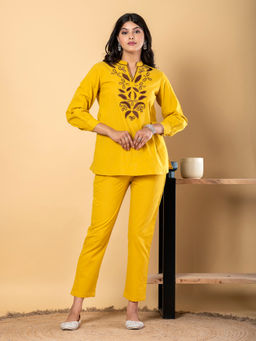 Readiprint - Straight Style Cotton Flex Fabric Yellow Co-Ord (Set of 2)