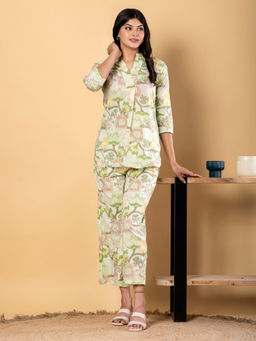 Readiprint - Curved Style Cotton Fabric Green Co-Ord (Set of 2)