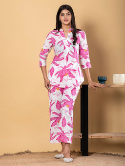 Readiprint - Curved Style Cotton Fabric Pink Co-Ord (Set of 2)