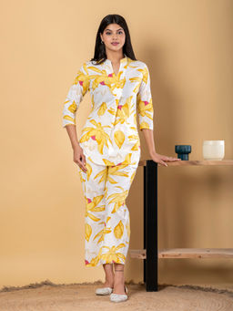 Readiprint - Curved Style Cotton Fabric Yellow Co-Ord (Set of 2)