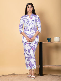 Readiprint - Curved Style Cotton Fabric Purple Co-Ord (Set of 2)