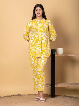 Readiprint - Curved Style Cotton Fabric Yellow Co-Ord (Set of 2)