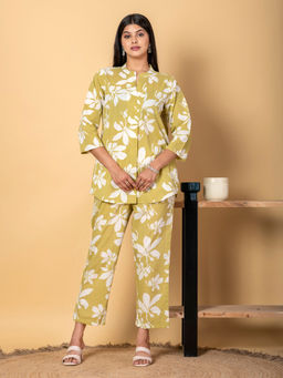 Readiprint - Curved Style Cotton Fabric Green Co-Ord (Set of 2)