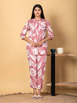 Readiprint - Curved Style Cotton Fabric Maroon Co-Ord (Set of 2)