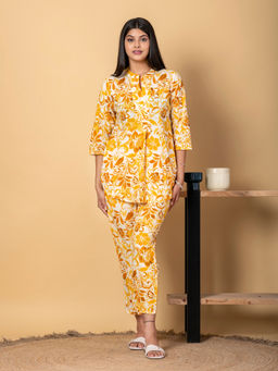Readiprint - Curved Style Cotton Fabric Mustard Co-Ord (Set of 2)