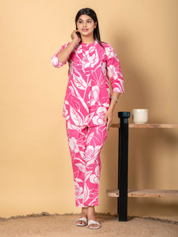 Readiprint - Curved Style Cotton Fabric Pink Co-Ord (Set of 2)