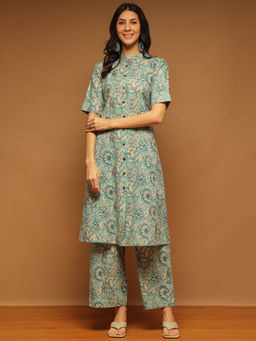 Aravalii - Teal Floral Co-Ord (Set of 2)