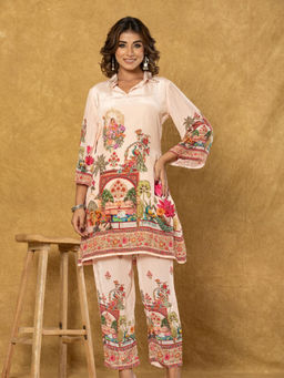 KAFTANIZE - Blush Pink All over Beads & Sequin Work Detail Embellished Co-Ord (Set of 2)