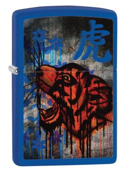 Zippo - Royal Blue Colorful Tiger Design Windproof Pocket Lighter
