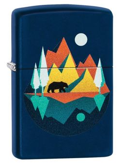 Zippo - Geometric Bear and Mountains Design Windproof Pocket Lighter