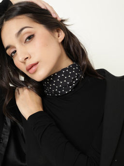 RAREISM - Women's Memba Black Geometric Print Scarf