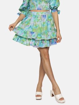 IS.U - Floral Multicolor Two Tier Mini Skirt