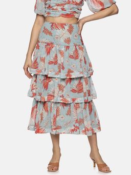 IS.U - Floral Light Blue Tiered Skirt