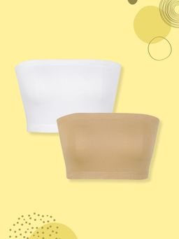 mackly - White-Beige Girls Solid Tube Bra (Pack of 2)