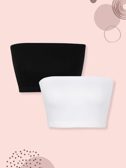 mackly - White-Black Girls Solid Tube Bra (Pack of 2)