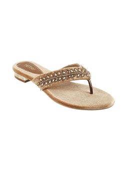 Metro - Women Synthetic Gold Flat Slippers