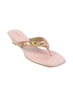 Metro - Women Beaded Rose Gold Wedge Sandals