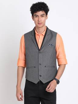 Turtle - Men Cotton Grey Casual Waist Coat