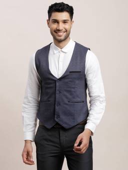 Turtle - Men Knitted Navy Casual Waist Coat