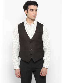 Turtle - Men Poly Viscose Dark Green Formal Waist Coat