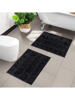 Kuber Industries - Pack of 2 Microfiber Door Mats for Home Entrance Leaf Design - Grey