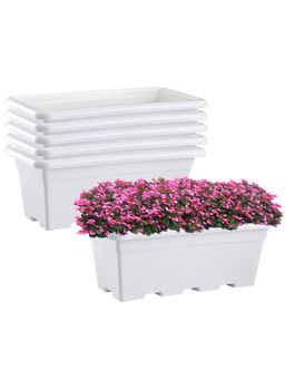 Kuber Industries - 6 Pcs 17 Inches Window Planters for Balcony, Home Decoration & Gardening White