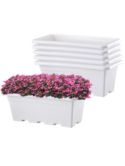 Kuber Industries - 6 Pcs 20 Inches Window Planters for Balcony, Home Decor Jupiter Gamla Pot White