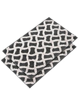 Kuber Industries - 2 Pcs Velvet 16x24 Inch Door Mat for Home Entrance Zig Zag Design - Black