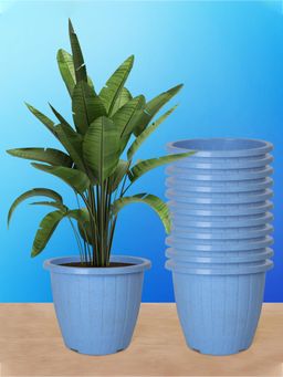 Kuber Industries - Marble Duro Flower Pot for Home & Gardening Sky Blue (Pack of 12)