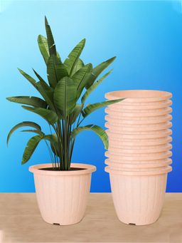 Kuber Industries - Marble Duro Flower Pot for Home & Gardening Peach (Pack of 12)