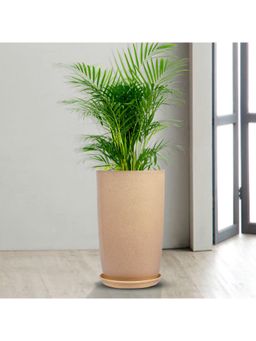 Kuber Industries - Marble Emerald Flower Pot for Home & Garden with Tray 18 Inch Beige